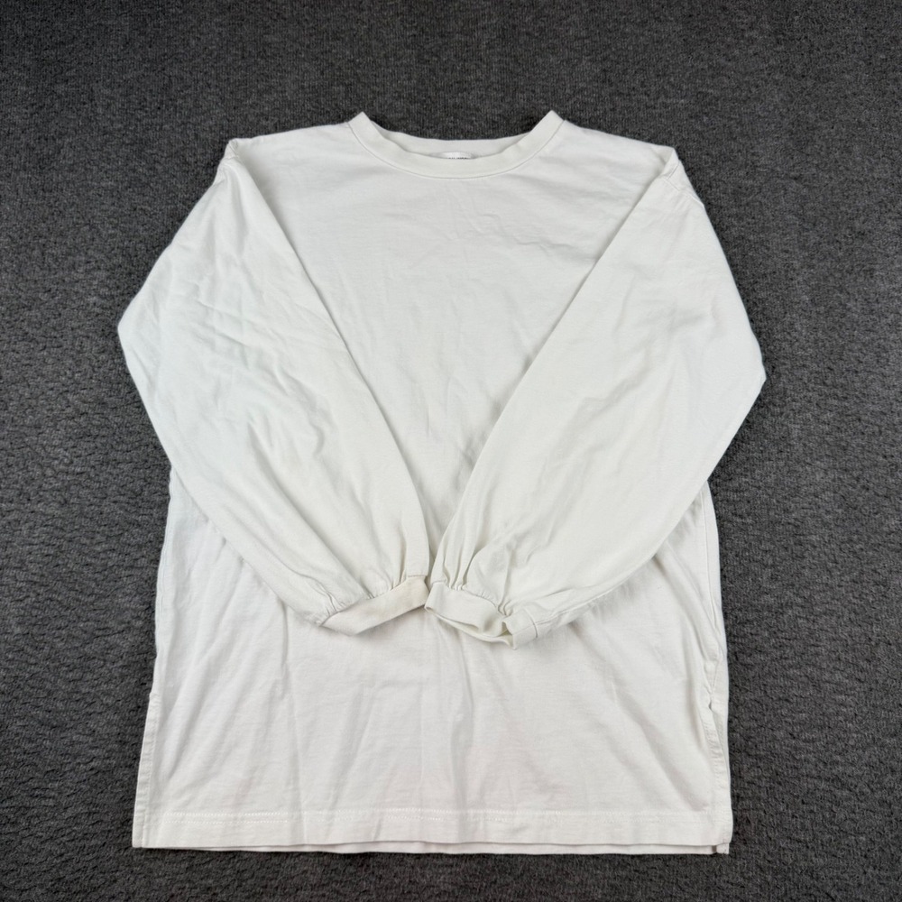 Global Work Long Sleeve Tee Kids 150 White Crew Neck Balloon Sleeve GWK22071AD